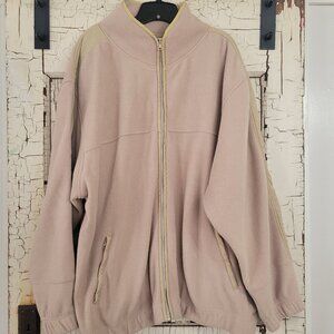 Vtg Haband Casual Joe Mens Soft Fleece Full Zip Jacket Pockets Beige Tan 3XT 3XL